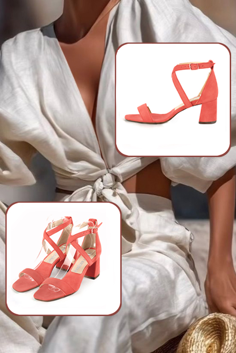 Women's  elegant sandals closed at the back with crossed straps. .  - Top view